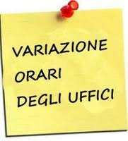 Avviso modifica orari uffici comunali - Chiusura biblioteca